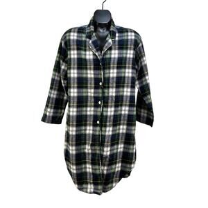 Vintage Brooks Brothers Plaid Flannel Sleep Shirt Pajama Blue